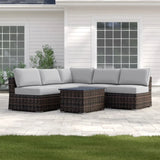Wicker Sectional Sofa With Cushions And Table - Furniture Home Direct