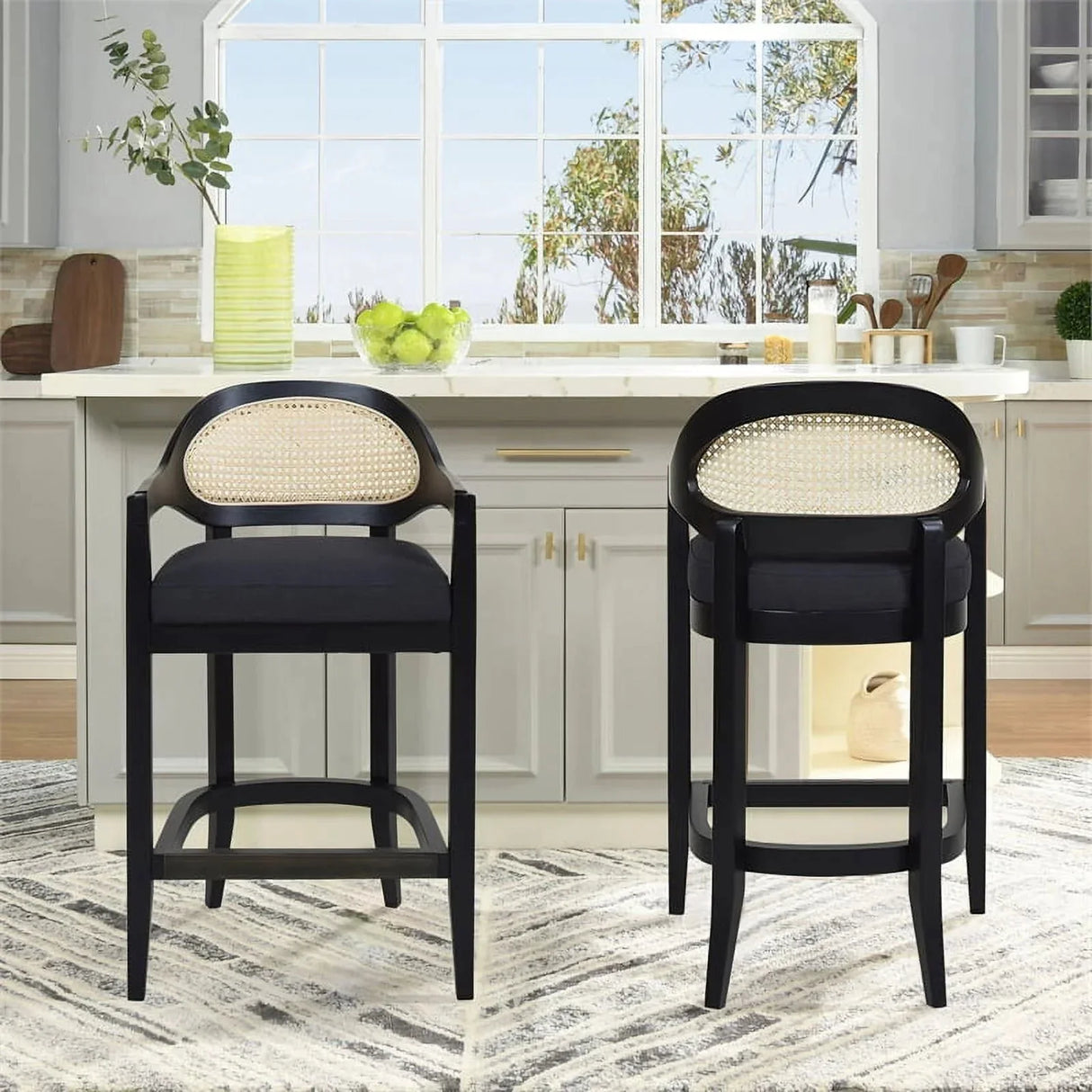 Americana - Mid-Century Modern Cane Back Counter Stool - Furniture Home Direct