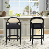 Americana - Mid-Century Modern Cane Back Counter Stool - Furniture Home Direct