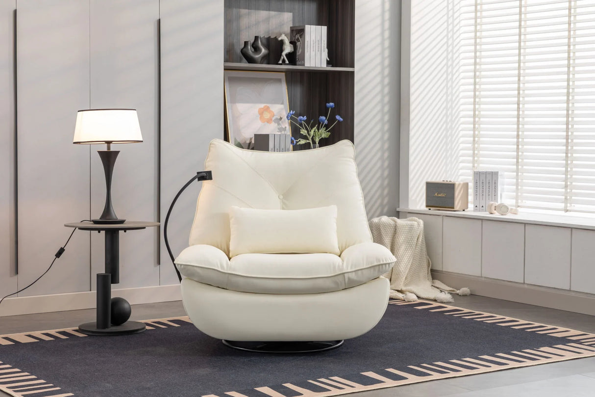 270 Swivel Glider Recliner Chair, Power Recliner Rocking Chair, USB Port Charge For Nursery Chair With Atmosphere Lamp For Living Room Bedroom Apartment - Furniture Home Direct