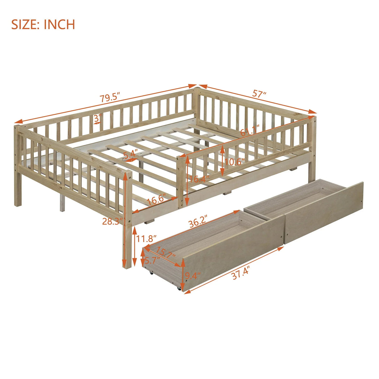 Multi Functional Wooden Daybed Bed - Furniture Home Direct