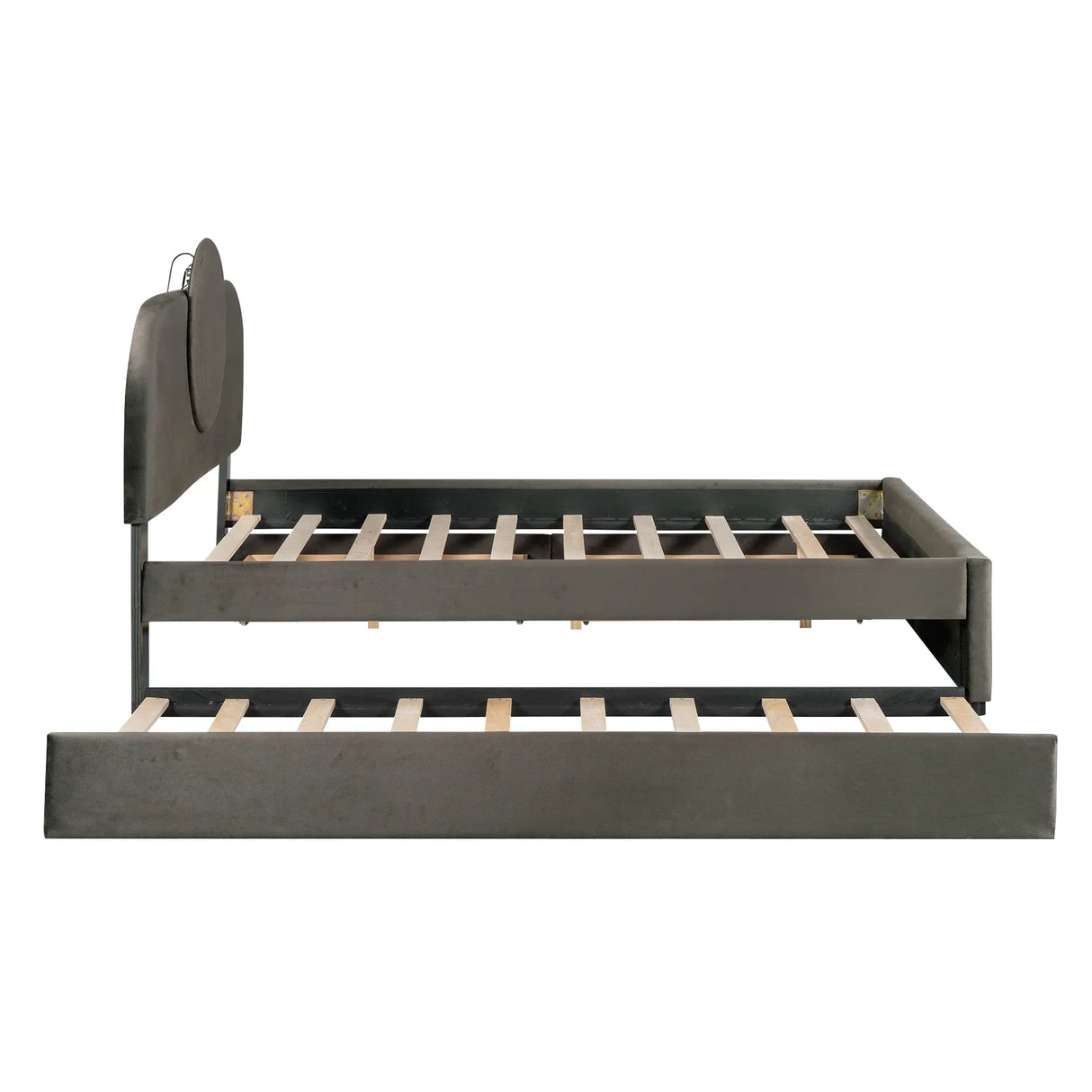 Platform Bed Upholstered With Storage Drawers Trundle Gray - Furniture Home Direct