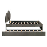 Platform Bed Upholstered With Storage Drawers Trundle Gray - Furniture Home Direct