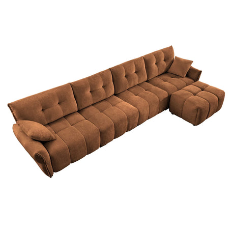 Sofa Set With Ottoman And Pillows, Textured, High Resilience Cushions - Furniture Home Direct