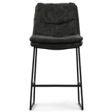 Counter Height Stools Cushioned Wood Metal Charcoal Gray - Furniture Home Direct
