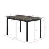 5 Piece Dinning Set With Faux Marble Top, Table & 4 Chairs - Black - Furniture Home Direct