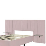 Full Size Upholstered Platform Bed Tall Headboard Pink - Furniture Home Direct