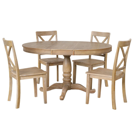 Modern Dining Table Set For 4, Round Table And 4 Kitchen Room Chairs, 5 Piece Kitchen Table Set For Dining Room, Dinette, Breakfast Nook - Furniture Home Direct