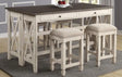 Drop Leaf Table With 4 Stools - Antique White - Furniture Home Direct