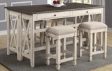 Drop Leaf Table With 4 Stools - Antique White - Furniture Home Direct