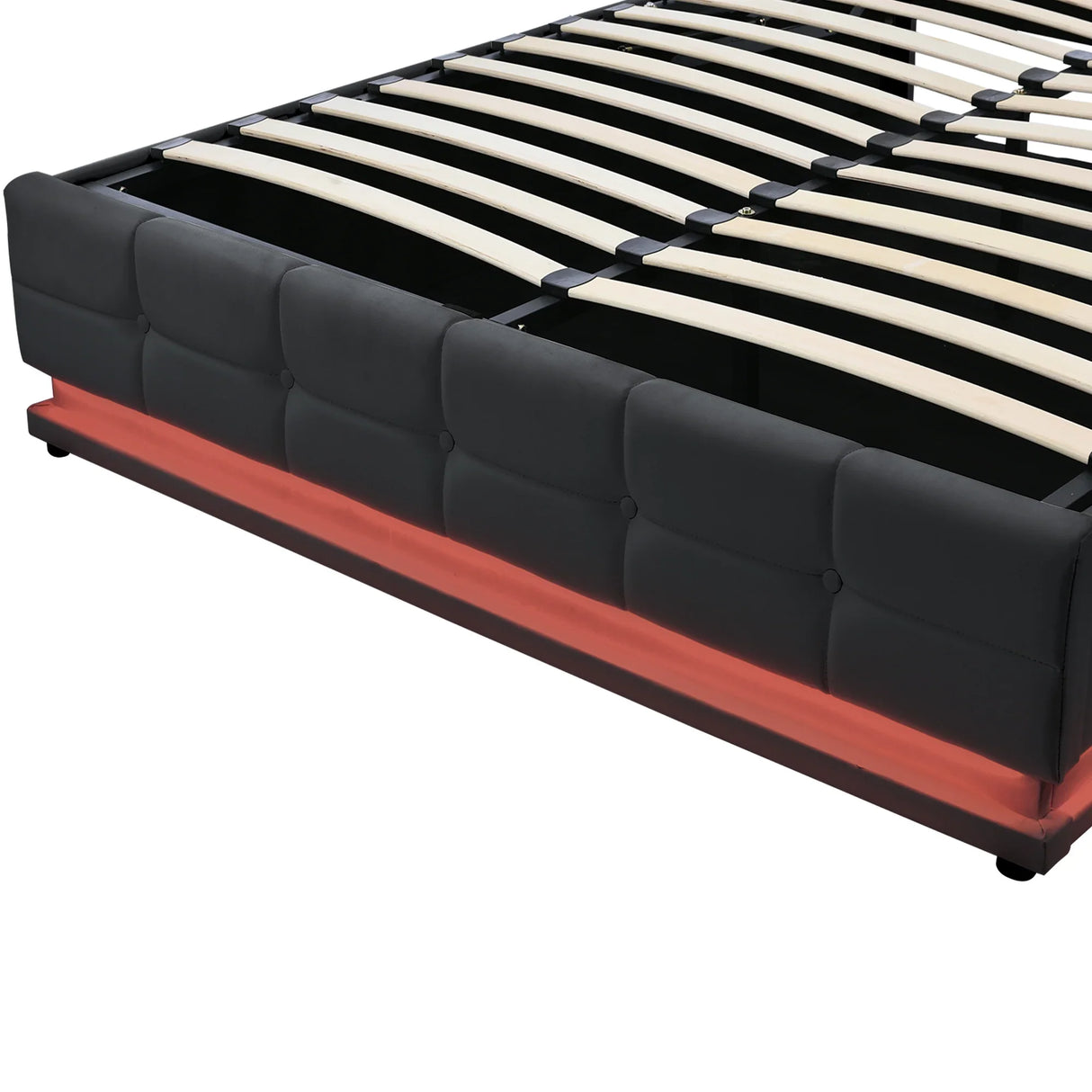 Queen Platform Bed Tufted Upholstered Storage Led Black - Furniture Home Direct