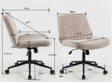 Cross Legged Office Chair, Wide Comfty Desk Chair, Vanity Home Chair, Armless Computer Task Chair With Wheels, Swivel And Height Adjustable - Beige - Furniture Home Direct
