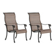 Patio Outdoor Sling Patio Chairs With Aluminum Frame, All-Weather Furniture (Set of 2) - Bronze - Furniture Home Direct