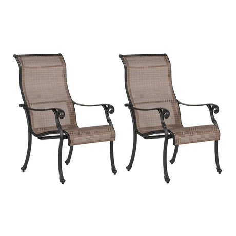 Patio Outdoor Sling Patio Chairs With Aluminum Frame, All-Weather Furniture (Set of 2) - Bronze - Furniture Home Direct