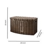 Joseph - Rectangular Curve Resin Woven Wicker Trunk With Handles Multi Purpose Storage - Walnut Brown - Furniture Home Direct