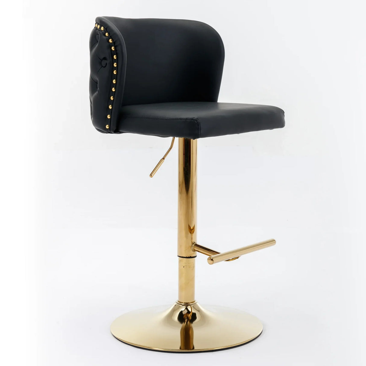 Counter Height Bar Stools Tufted PU Leather Swivel Black - Furniture Home Direct