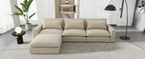 Cloud Sectional with Ottoman, Charging Ports and Three Back Pillows - Beige - Furniture Home Direct