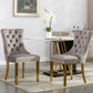 Nikki - Modern, High-End Tufted Solid Wood Contemporary Velvet Upholstered Dining Chair With Golden Stainless Steel Plating Legs, Nailhead Trim (Set of 2) - Furniture Home Direct