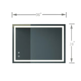 Bathroom Vanity Rectangle Mirror With Front Lighting, Anti Fog, Dimmable, Smart Memory Function