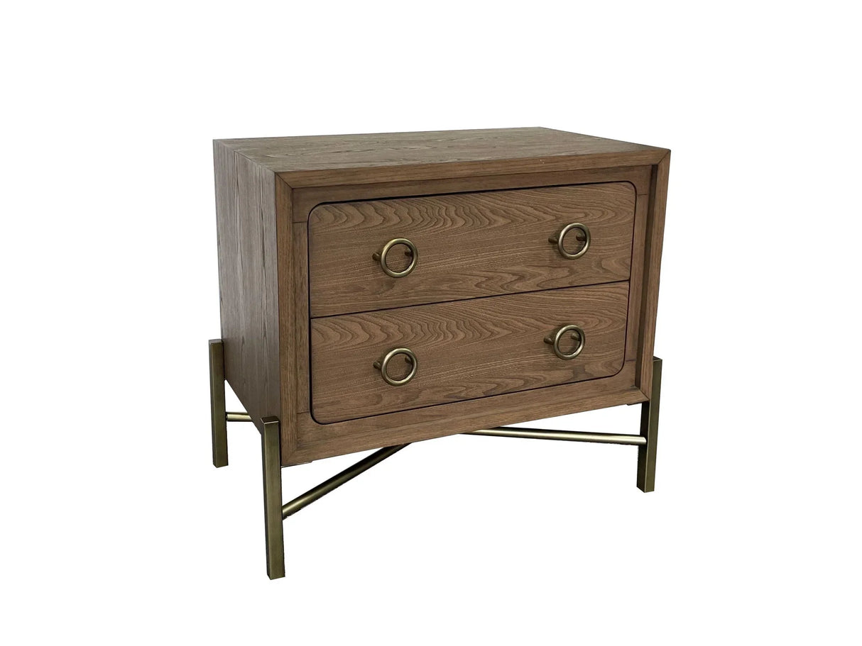 2 Drawer Nightstand With USB - Latte - Furniture Home Direct