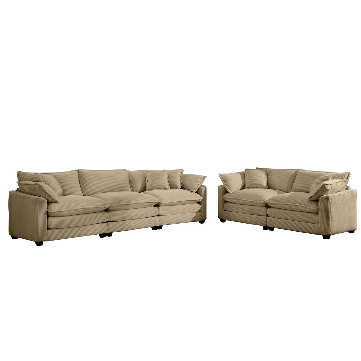 Modern Sofa and Loveseat Set -Tan - Furniture Home Direct