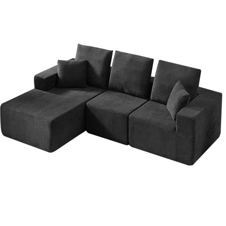Modular Sectional Sofa With Chaise, L Shaped Cloud Couch With Deep Seat, Sectional Couches For Living Room - Black - Furniture Home Direct
