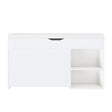 Modern Design Entryway Bench With Adjustable 3 Tier Flip-Up Drawers And Hidden Cabinet - White - Furniture Home Direct
