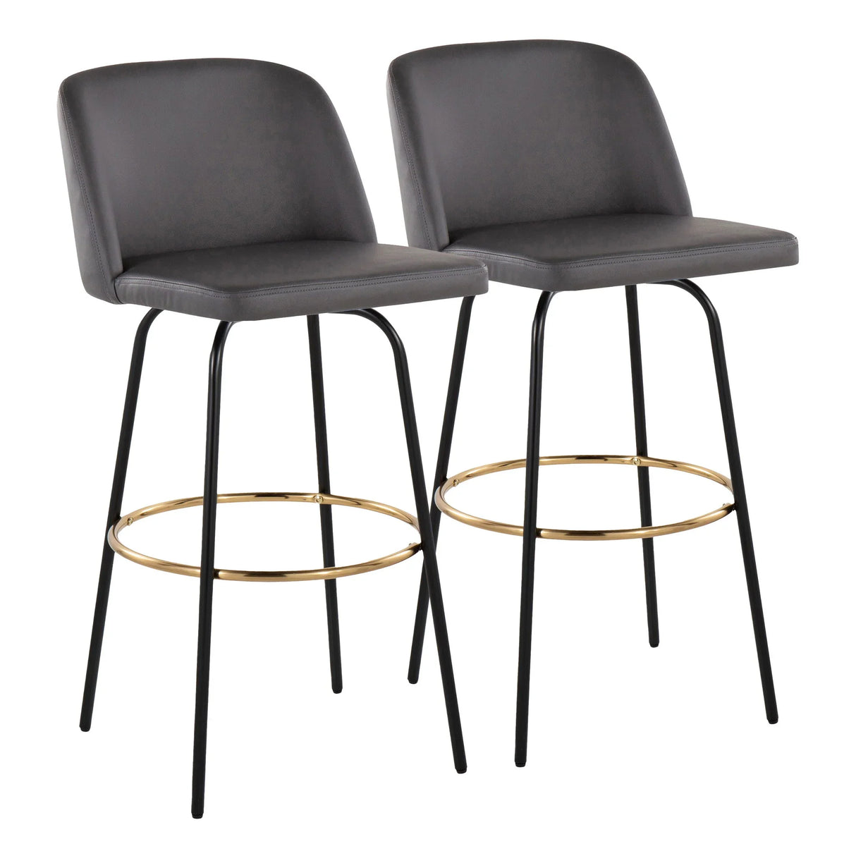 Toriano - Contemporary Fixed Height, Barstool With Swivel & Round Footrest (Set of 2) - Furniture Home Direct