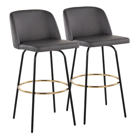 Toriano - Contemporary Fixed Height, Barstool With Swivel & Round Footrest (Set of 2) - Furniture Home Direct