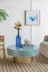 Unique Capiz Coffee Table & Pedestal Base - Furniture Home Direct