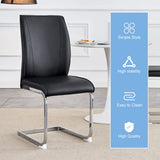 Dining Chair Set Modern Chrome Base PU Leather Black - Furniture Home Direct