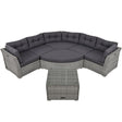 Elegant Patio Furniture Set Outdoor Daybed Rattan Sectional With Cushions And Center Table - Gray - Furniture Home Direct