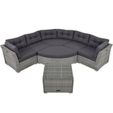Elegant Patio Furniture Set Outdoor Daybed Rattan Sectional With Cushions And Center Table - Gray - Furniture Home Direct