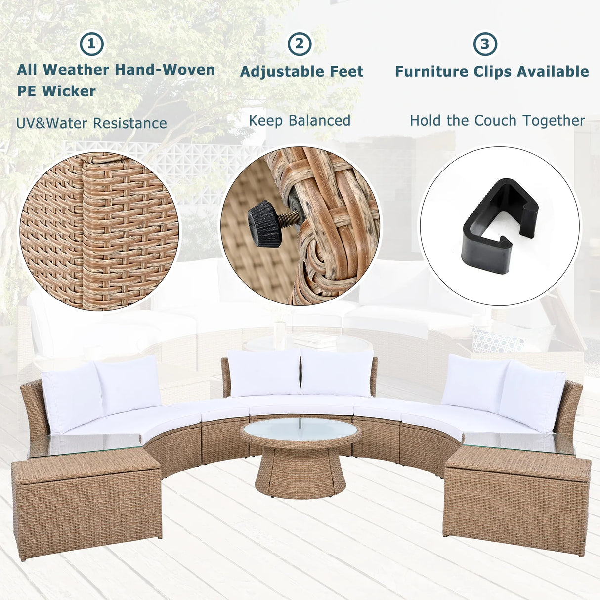 Semi-Circle Outdoor Sectional Set - Furniture Home Direct