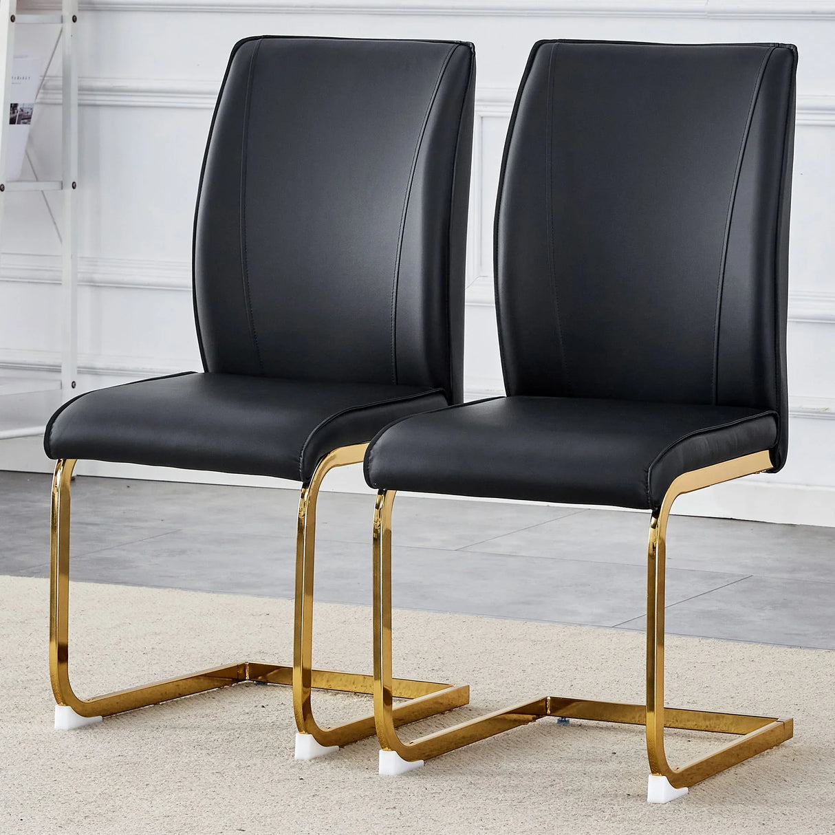 Luxurious And Minimalist Chair Covers, 2 High Elasticity Dining Chairs Arched Legs - Black / Gold - Furniture Home Direct