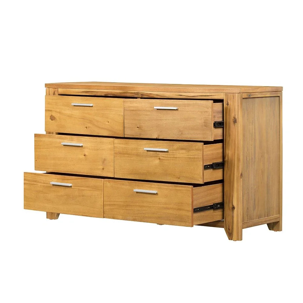 6 Drawer Dresser - Natural Wood / Brown - Furniture Home Direct