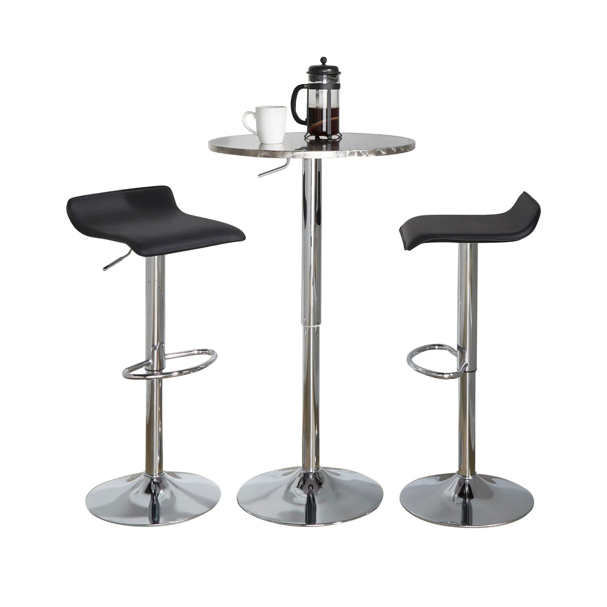 Ale - 3 Piece Bar Set Bistro Round Contemporary Adjustable Oval Footrest - Furniture Home Direct