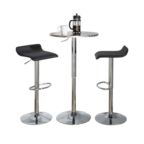 Ale - 3 Piece Bar Set Bistro Round Contemporary Adjustable Oval Footrest - Furniture Home Direct