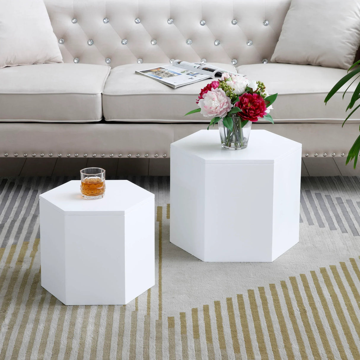 Hexahedron Coffee Tables For Living Room, Office, Bedroom (Set of 2) - Furniture Home Direct