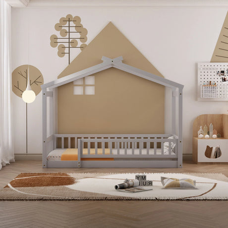 Bed House Bed Frame With Fence - Furniture Home Direct