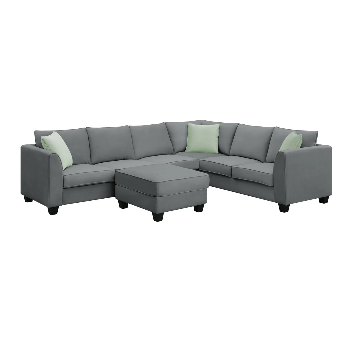 Sectional Sofa Modern Fabric Modular With Ottoman Grey - Furniture Home Direct