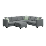 Sectional Sofa Modern Fabric Modular With Ottoman Grey - Furniture Home Direct