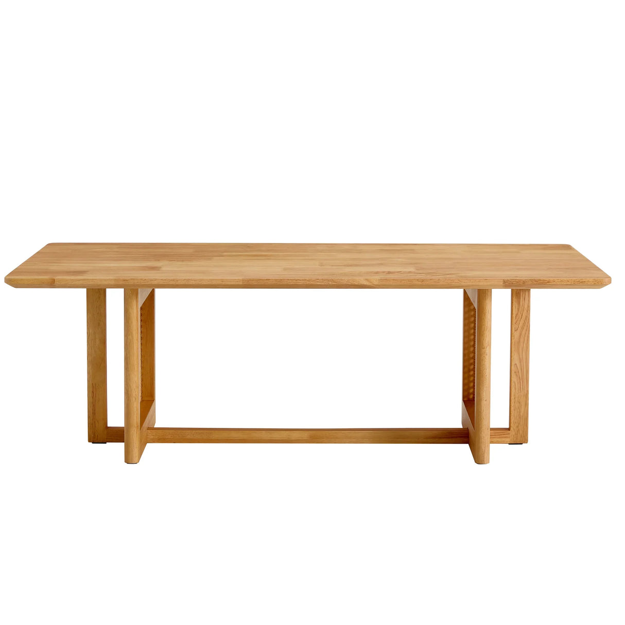 Coffee Table Solid Wood With Woven Rattan Panels Natural - Furniture Home Direct