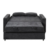 66.5" Upholstered Loveseat With Pull Out Bed, Two Throw Pillows, Dual USB Charging Port and Adjustable Backrest - Black - Furniture Home Direct