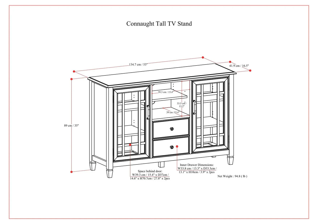 Connaught - Tall TV Stand - Brown - Furniture Home Direct