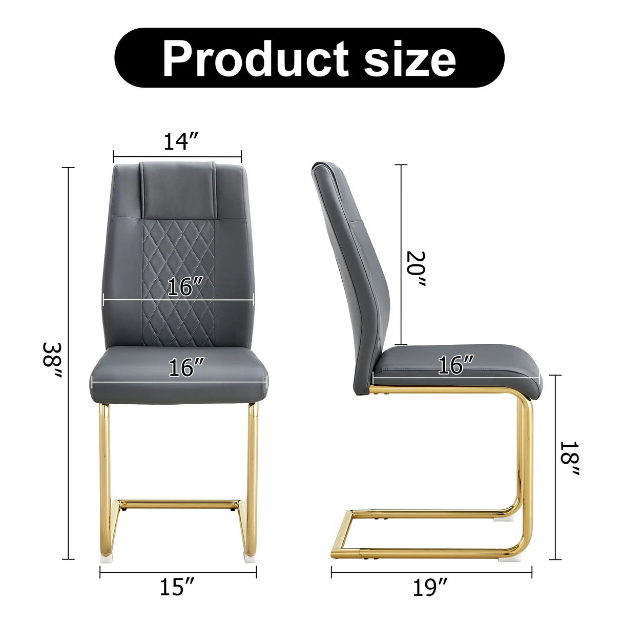 Modern Legged Upholstered Dining Chairs (Set of 4) Artificial For Kitchen And Office - Gray - Furniture Home Direct