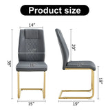 Modern Legged Upholstered Dining Chairs (Set of 4) Artificial For Kitchen And Office - Gray - Furniture Home Direct