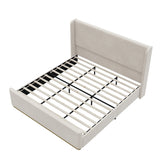 King Bed Corduroy Upholstered Storage Ottoman Light Grey - Furniture Home Direct