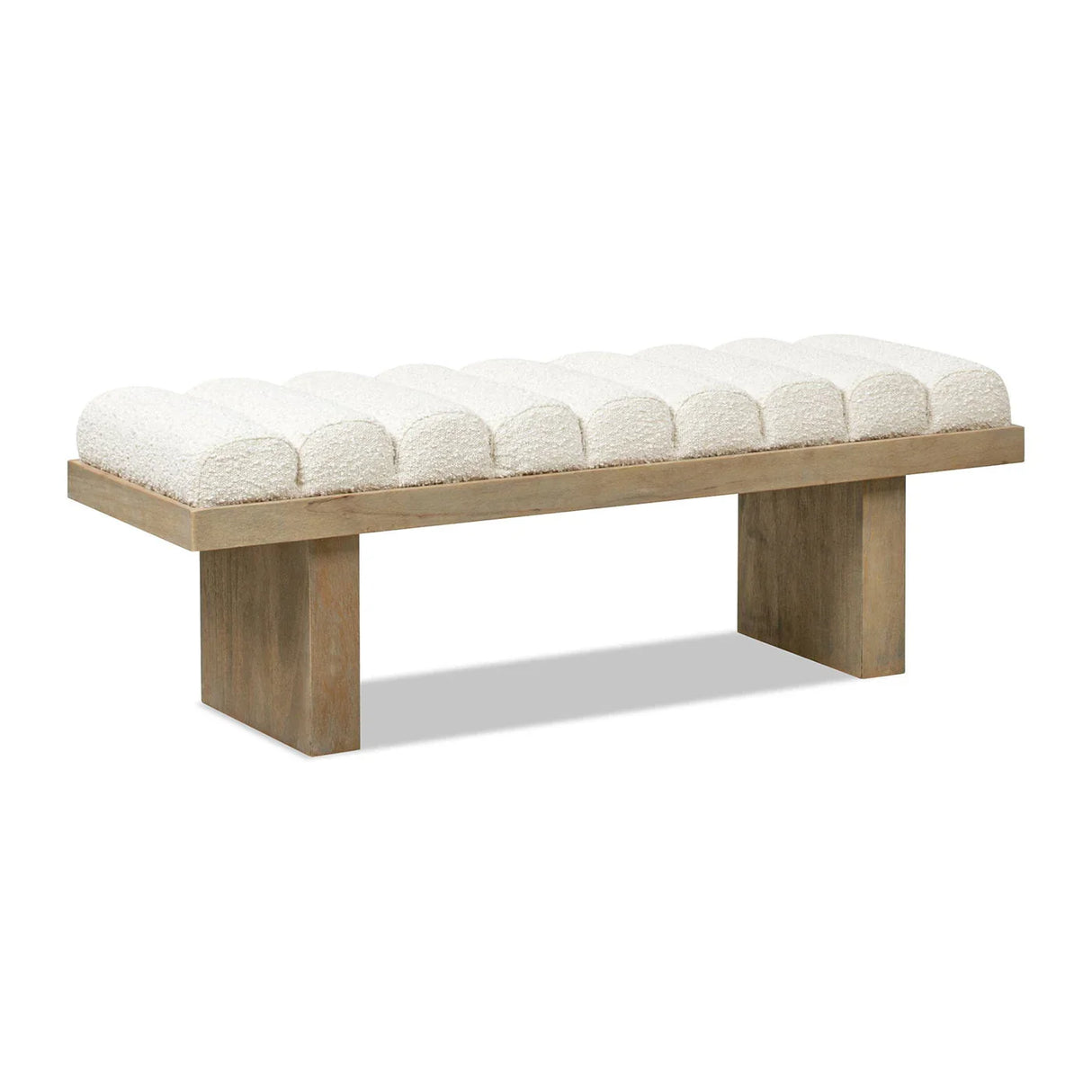 Bella - Upholstered Modern Accent Bench - Ivory White - Furniture Home Direct