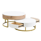 Nesting Coffee Tables Lift Top With 2 Drawers White Natural - Furniture Home Direct